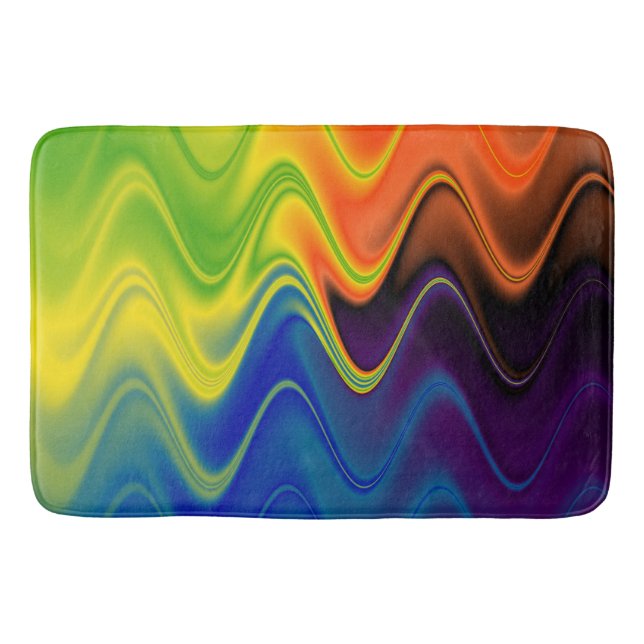 Wavy Multicolor Abstract Bath Mat (Front)