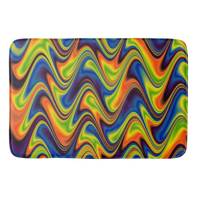 Wavy Multicolor Abstract Bath Mat (Front)