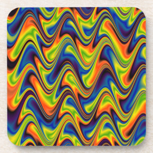 Wavy Multicolor Abstract Beverage Coaster