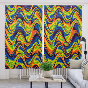 Wavy Multicolor Abstract Blackout Curtains