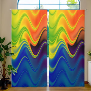 Wavy Multicolor Abstract Blackout Curtains