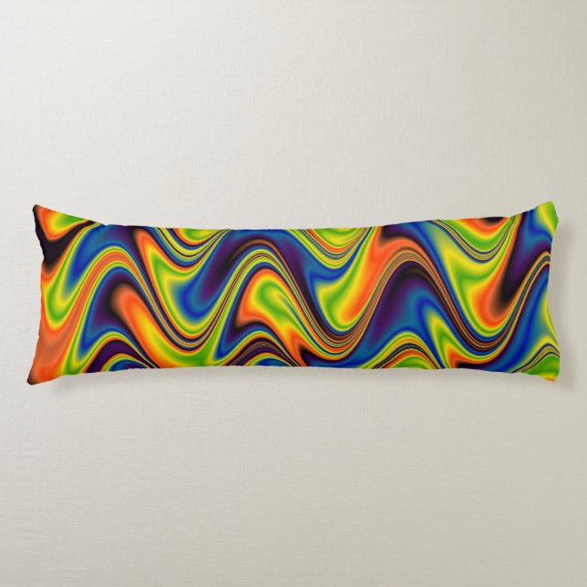Wavy Multicolor Abstract Body Pillow (Front)