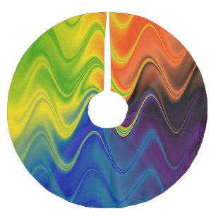 Wavy Multicolor Abstract Brushed Polyester Tree Skirt