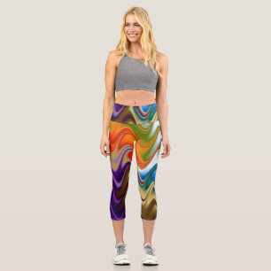 Wavy Multicolor Abstract Capri Leggings