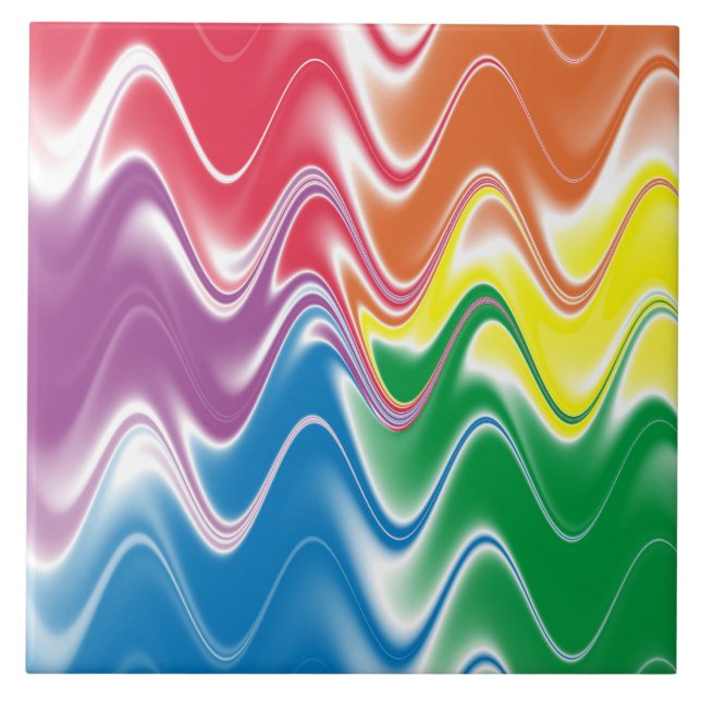 Wavy Multicolor Abstract Ceramic Tile (Front)
