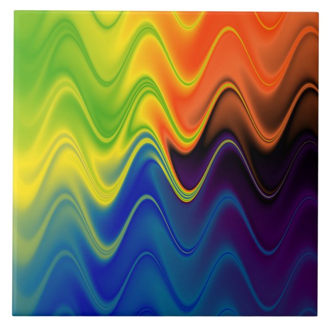 Wavy Multicolor Abstract Ceramic Tile (Front)