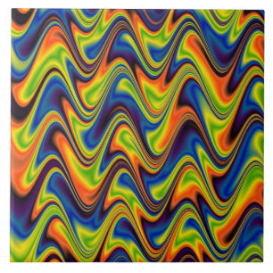 Wavy Multicolor Abstract Ceramic Tile