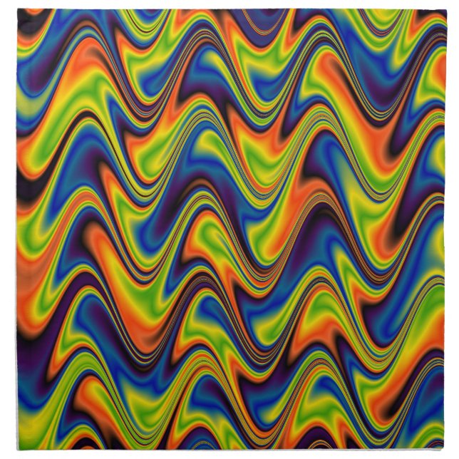 Wavy Multicolor Abstract Cloth Napkin (Front)
