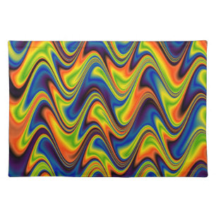 Wavy Multicolor Abstract Cloth Placemat