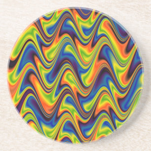 Wavy Multicolor Abstract Coaster