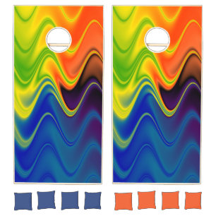 Wavy Multicolor Abstract Cornhole Set