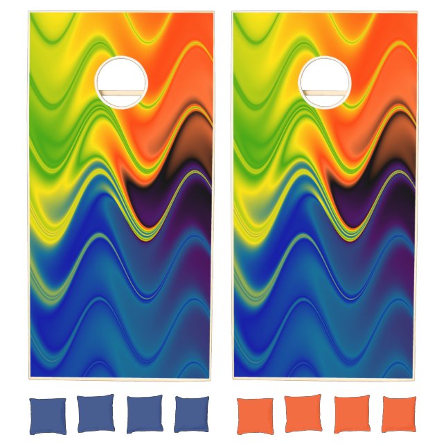 Wavy Multicolor Abstract Cornhole Set (Set)
