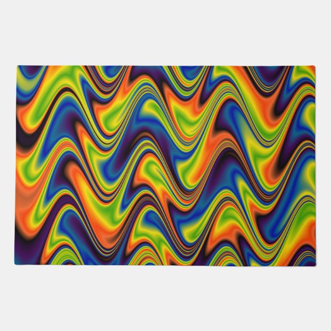 Wavy Multicolor Abstract Doormat (Front)