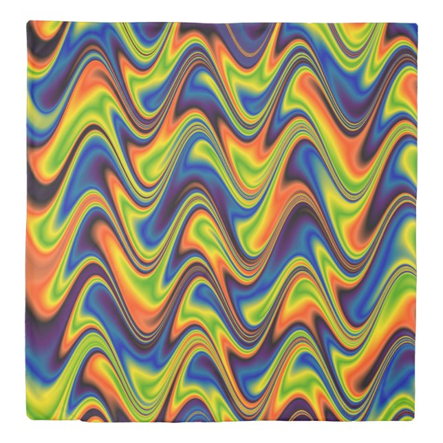 Wavy Multicolor Abstract Duvet Cover (Front)