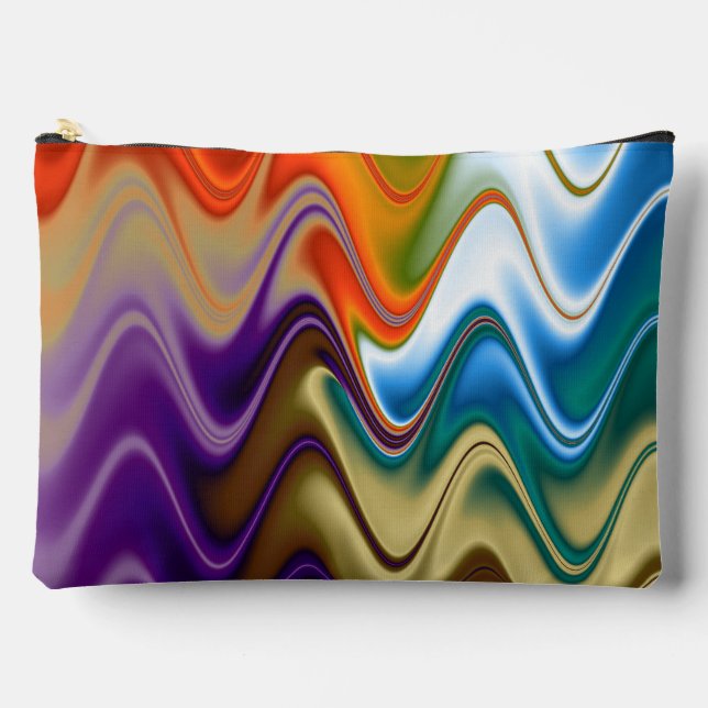 Wavy Multicolor Abstract Large Accessory Pouch (Front)