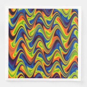 Wavy Multicolor Abstract Paper Dinner Napkins