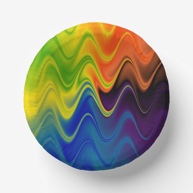 Wavy Multicolor Abstract Paper Plate Bowls (Front)