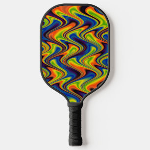 Wavy Multicolor Abstract Pickleball Paddle