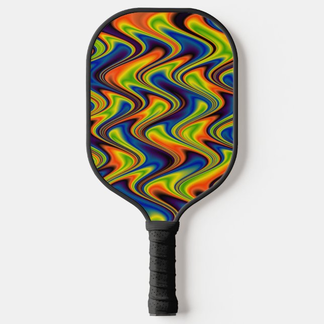Wavy Multicolor Abstract Pickleball Paddle (Front)