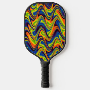 Wavy Multicolor Abstract Pickleball Paddle