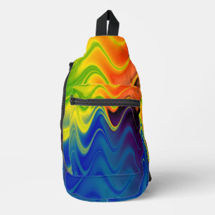 Wavy Multicolor Abstract Print Cut Sew Bag