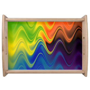 Wavy Multicolor Abstract Serving Tray