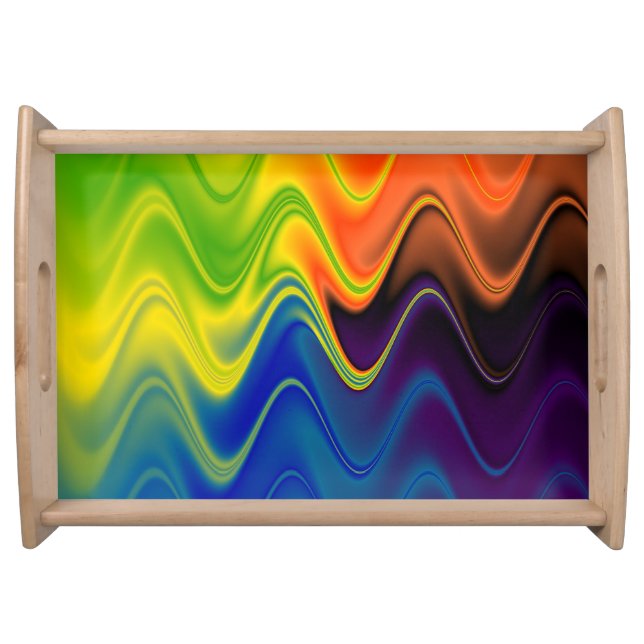 Wavy Multicolor Abstract Serving Tray (Front)