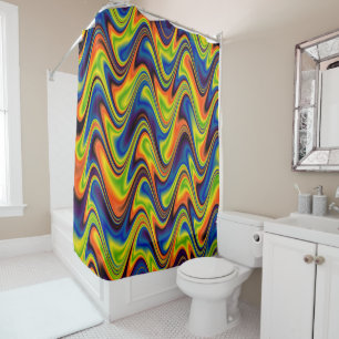 Wavy Multicolor Abstract Shower Curtain