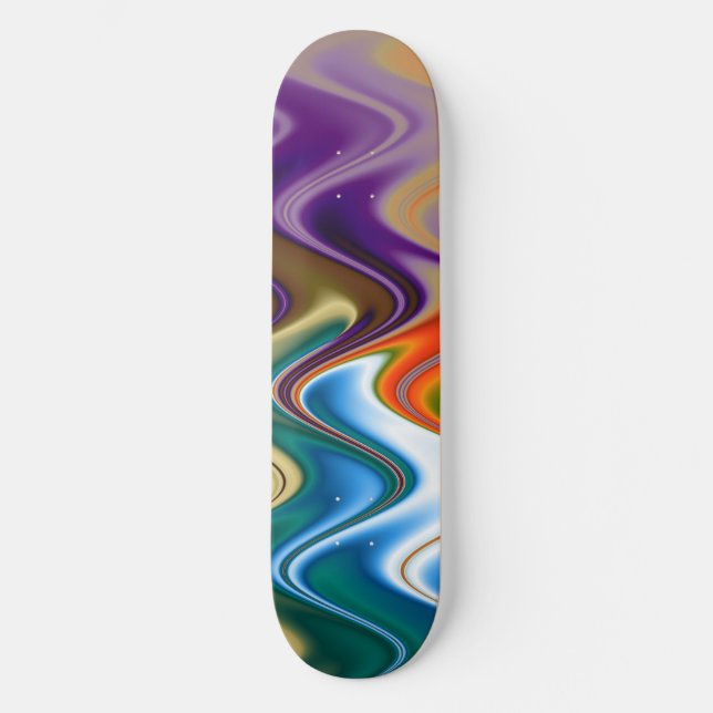Wavy Multicolor Abstract Skateboard (Front)