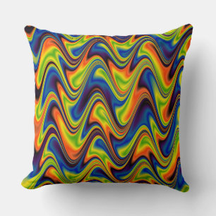 Wavy Multicolor Abstract Throw Pillow