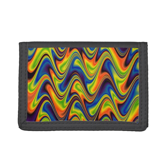 Wavy Multicolor Abstract Tri-fold Wallet (Front)