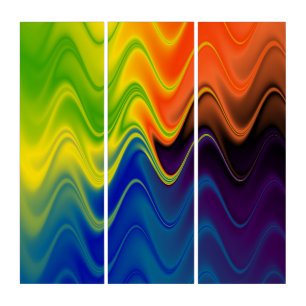 Wavy Multicolor Abstract Triptych