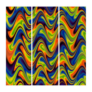 Wavy Multicolor Abstract Triptych