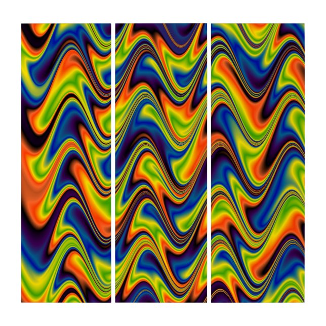 Wavy Multicolor Abstract Triptych (Front)