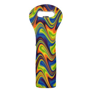 Wavy Multicolor Abstract Wine Bag