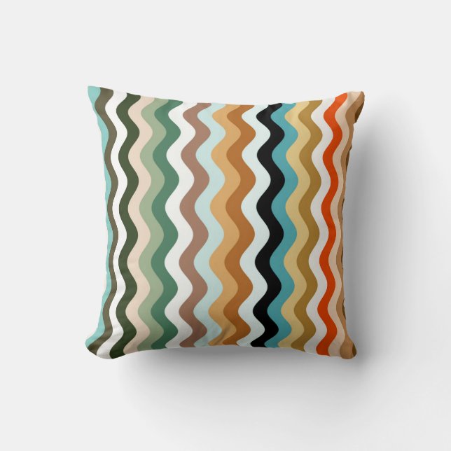 Wavy Multicolor Pattern Throw Pillow (Front)