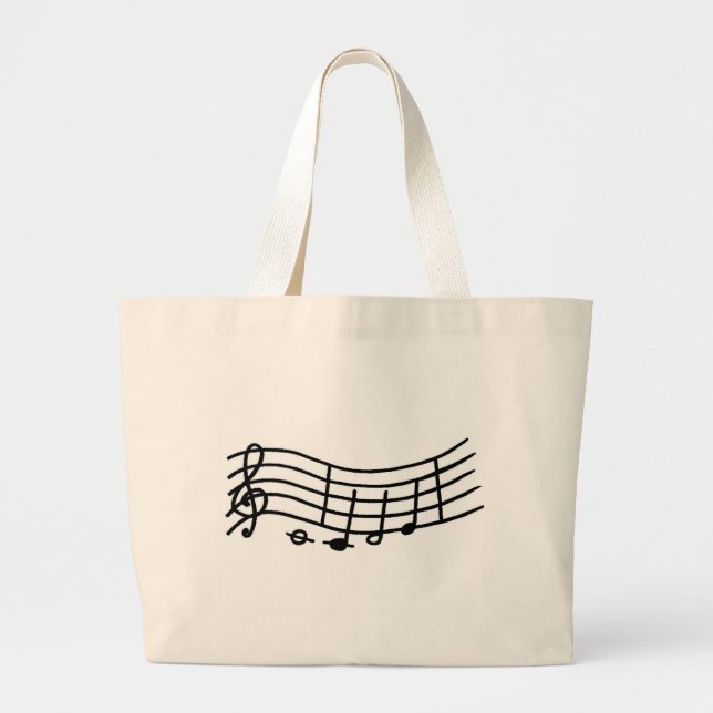 Wavy Music Scale and Notes Tote Bags (Front)