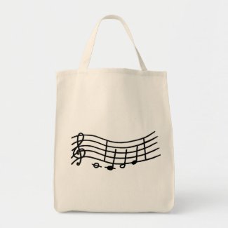 Wavy Music Scale and Notes Tote Bags