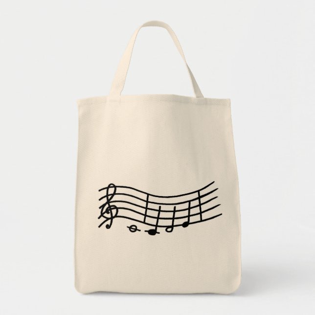 Wavy Music Scale and Notes Tote Bags (Front)