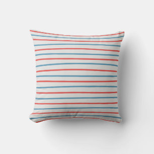 Wavy Nautical Stripes Throw Pillow