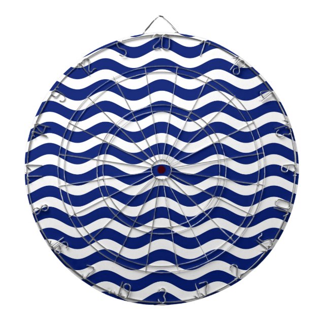 Wavy Navy Stripes decor Dart Board (Front)
