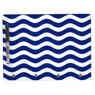 Wavy Navy Stripes decor Dry Erase Board With Keychain Holder