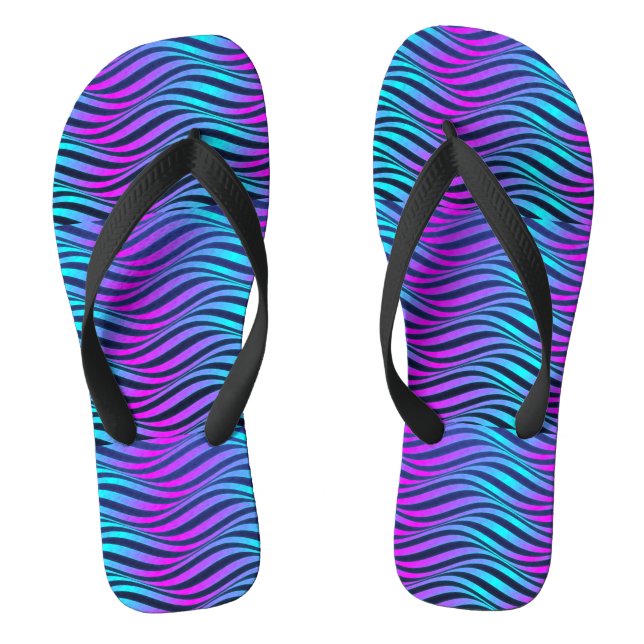 Wavy Neon Colored Flip Flops (Footbed)