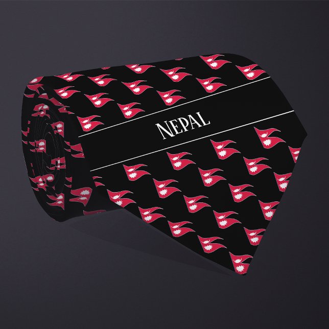 Wavy Nepal Flag Pattern  Neck Tie (Creator Uploaded)