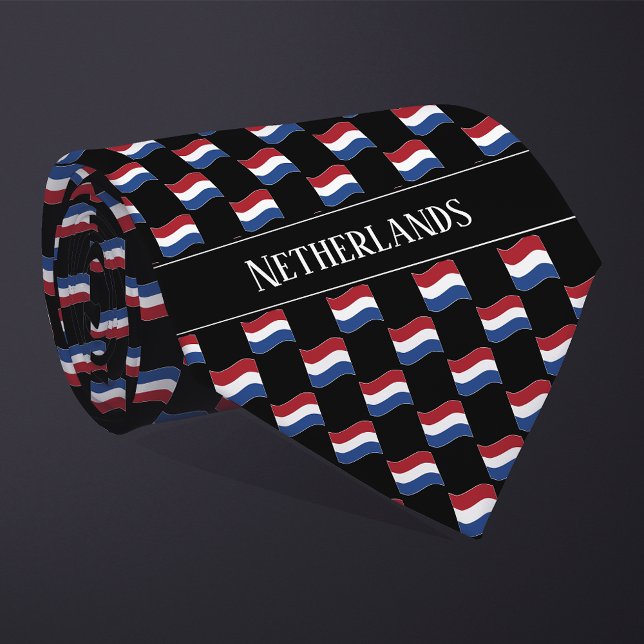 Wavy Netherlands Flag Pattern  Neck Tie (Creator Uploaded)