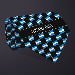 Wavy Nicaragua Flag Pattern Neck Tie