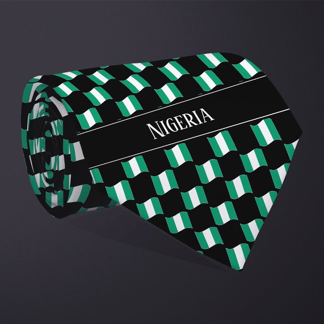 Wavy Nigeria Flag Pattern  Neck Tie (Creator Uploaded)