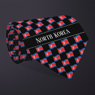 Wavy North Korea Flag Pattern  Neck Tie