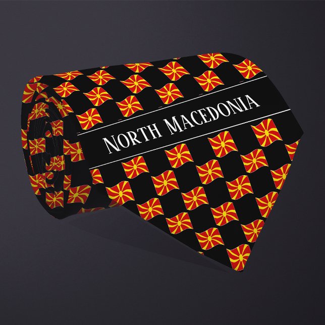 Wavy North Macedonia Flag Pattern  Neck Tie (Creator Uploaded)