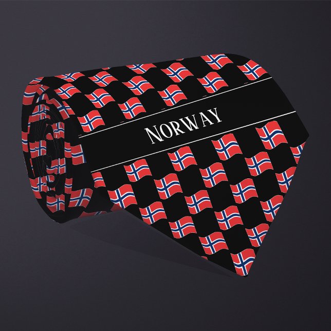 Wavy Norway Flag Pattern  Neck Tie (Creator Uploaded)